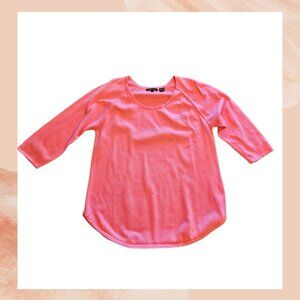 Vibrant Pink Light Knit 3/4 Sleeve Sweater